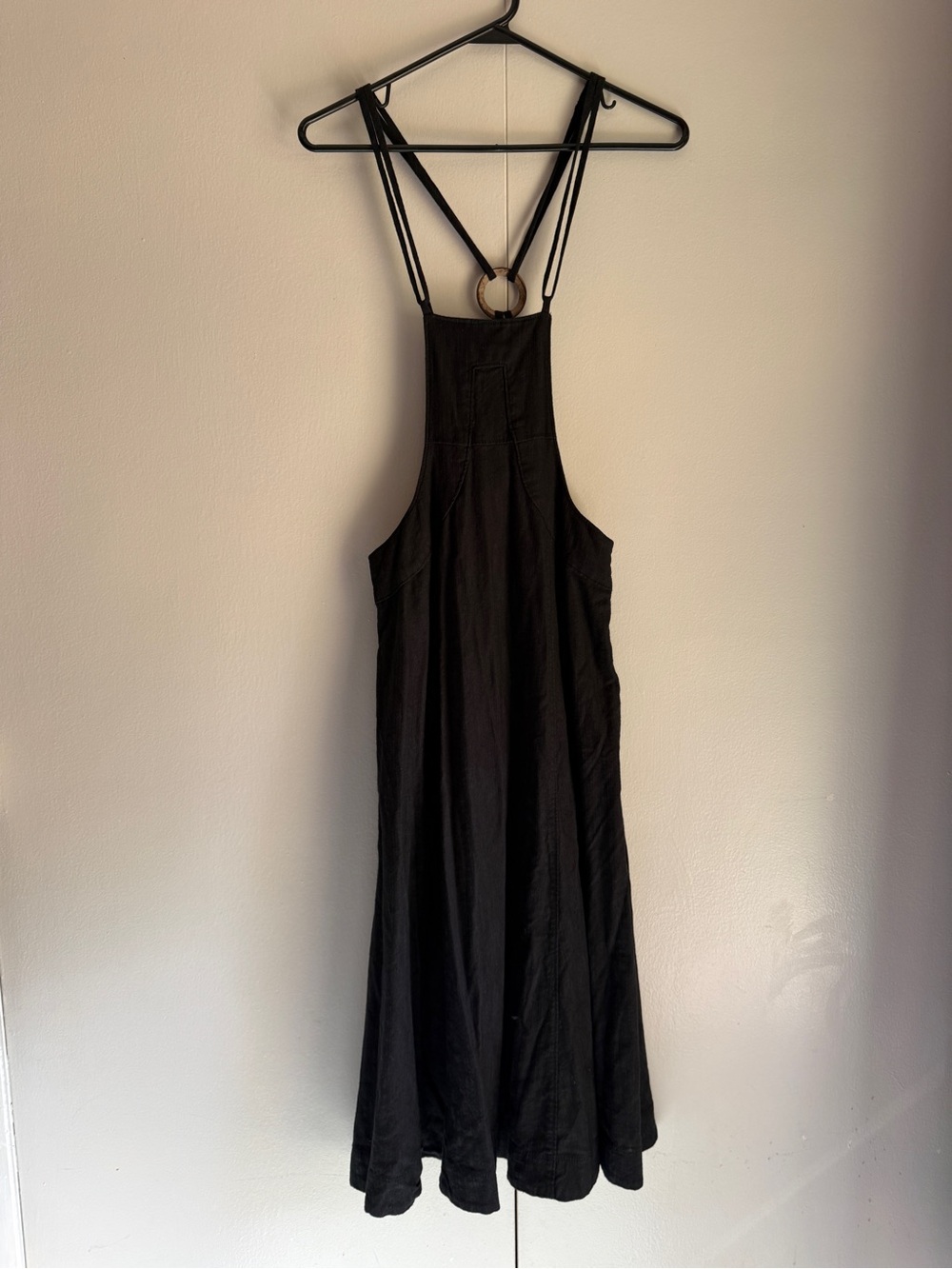 Anthropologie Women's Black Modern Pinafore Bib Overall Jumper Dress Size 4 - Picture 5 of 16